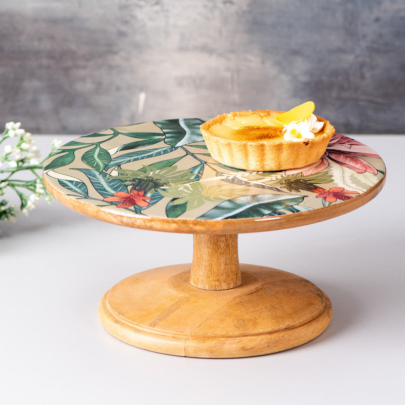 Mango wood Printed Cake Stand | Green By Nestroots
