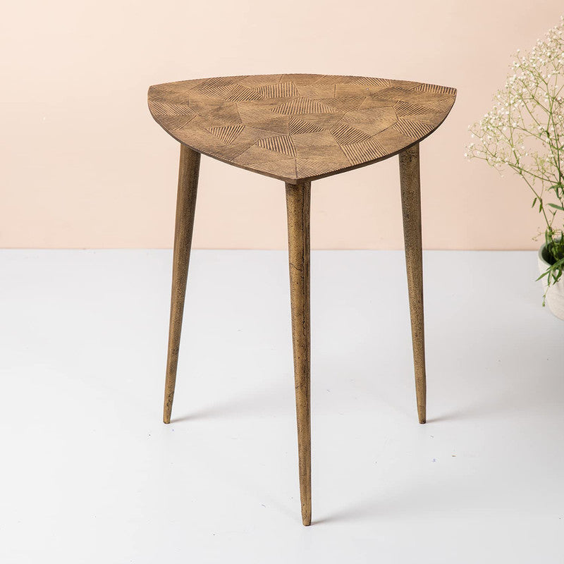 Aluminium Side Table | Gold Powder Coated | L-16xWx16xH-21 Inches