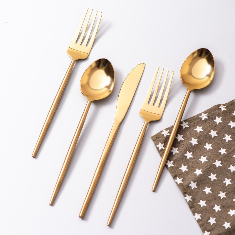 Stainless Steel Gold Dipped Cutlery | Set of 5 | Gold By Nestroots