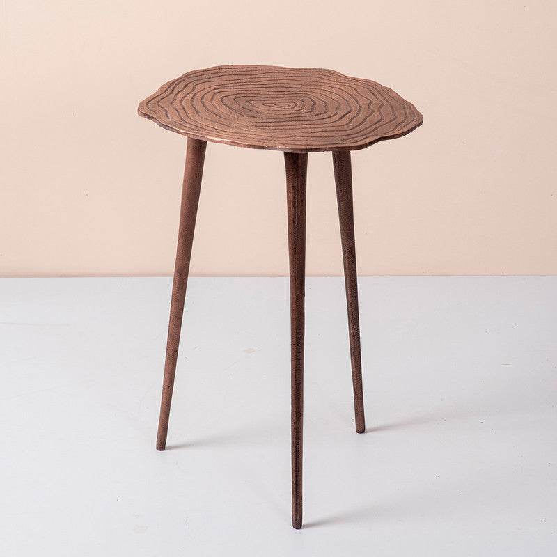 Aluminium Side Table | Copper | Floral | L - 15xW-15xH-21 Inches