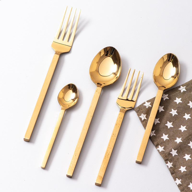 Stainless Steel Gold Dipped Flatware | Set of 5