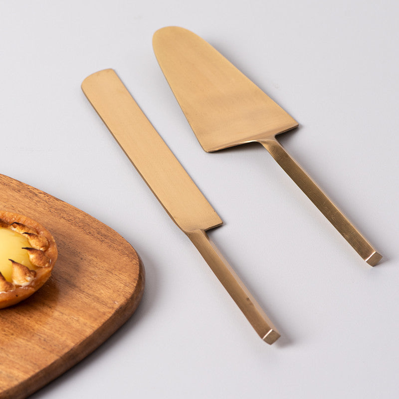 Stainless Steel Dipped Dessert Server | Set 2 | Gold By Nestroots