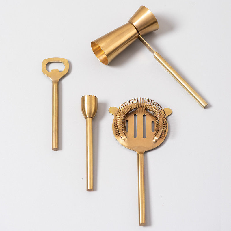 Gold Cocktail Bar Tools | Stainless Steel | Set of 4 By Nestroots