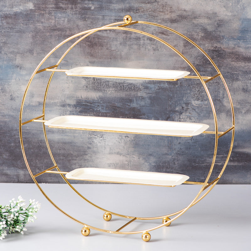 Iron Gold Buffet Organizer 3 Tier | Gold