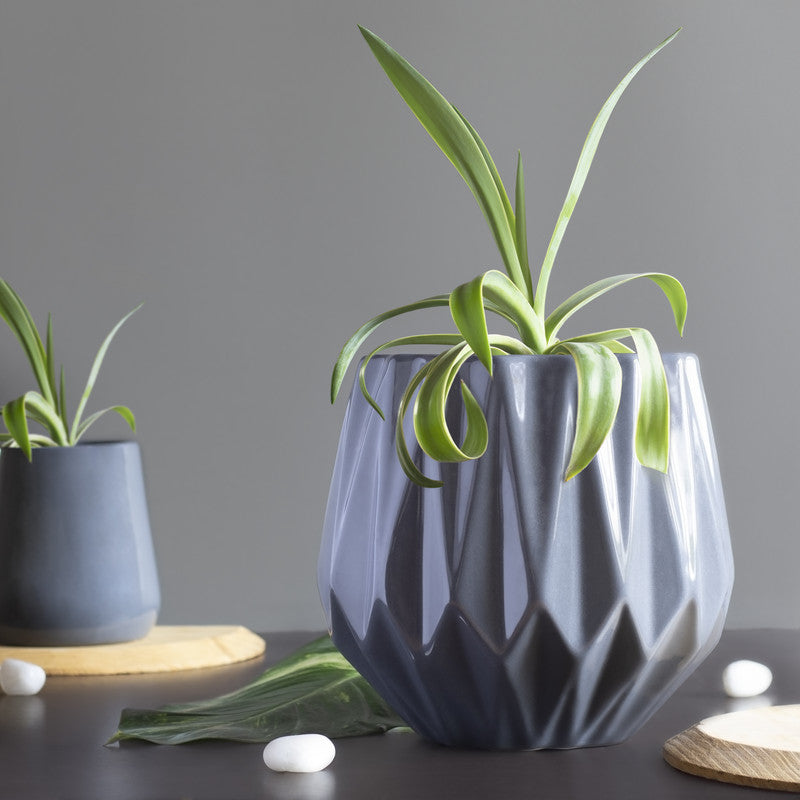 Medium Planter | Ceramic | Grey By Harla Arts