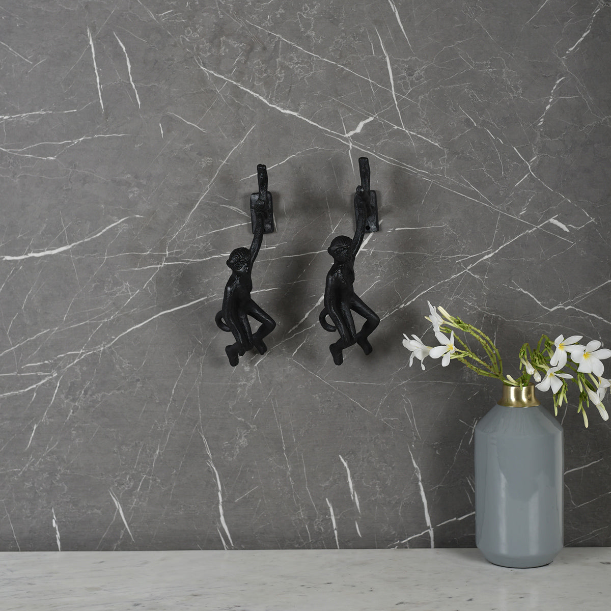 Metal Wall Decor | Aluminium | Hanging Monkey Design | 29 cm | Black By Manor House