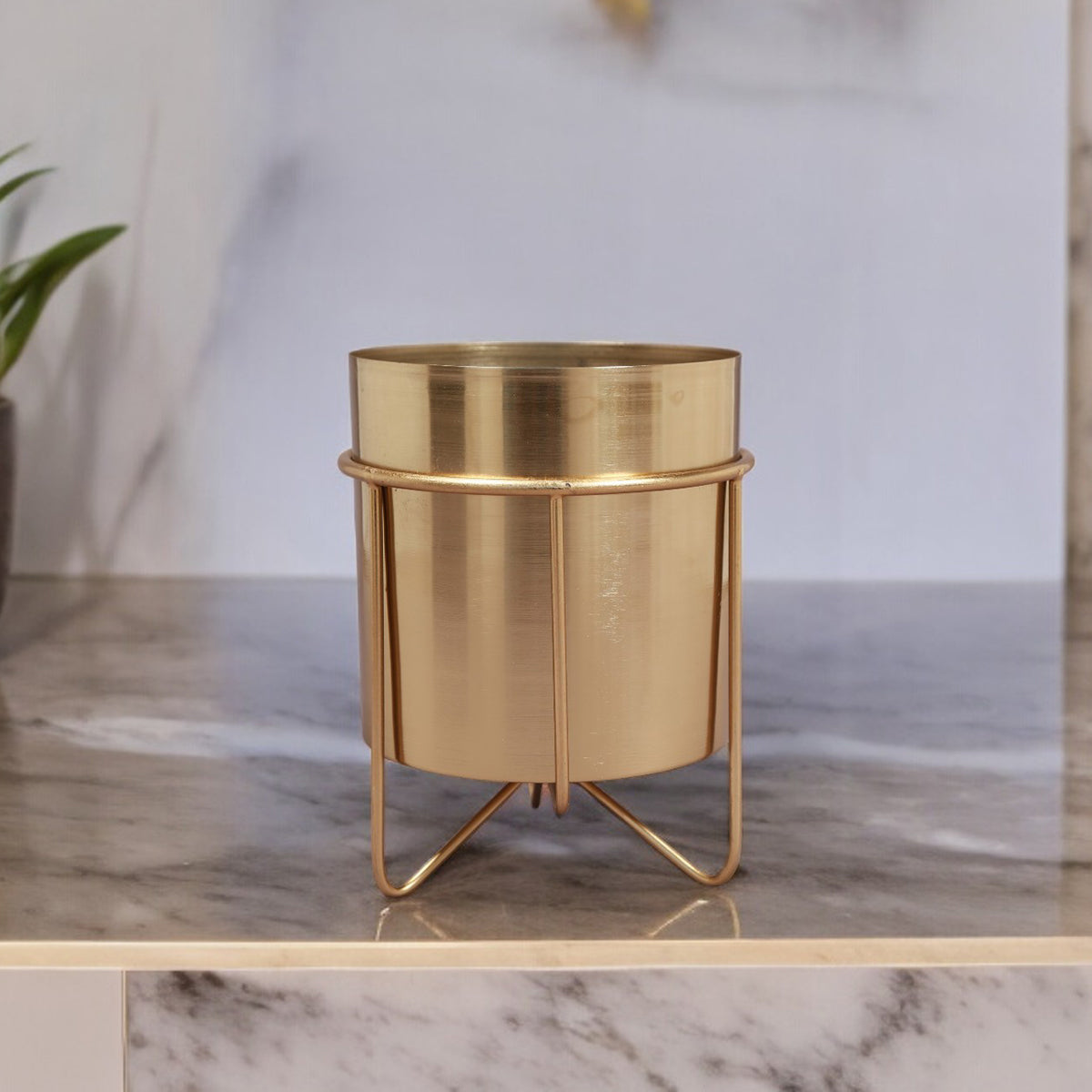 Iron Planter with Stand | Gold Finish By Manor House
