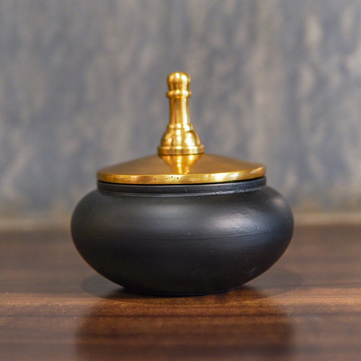 Storage Container with Lid | Brass & Nickel | Black & Gold | 12 cm
