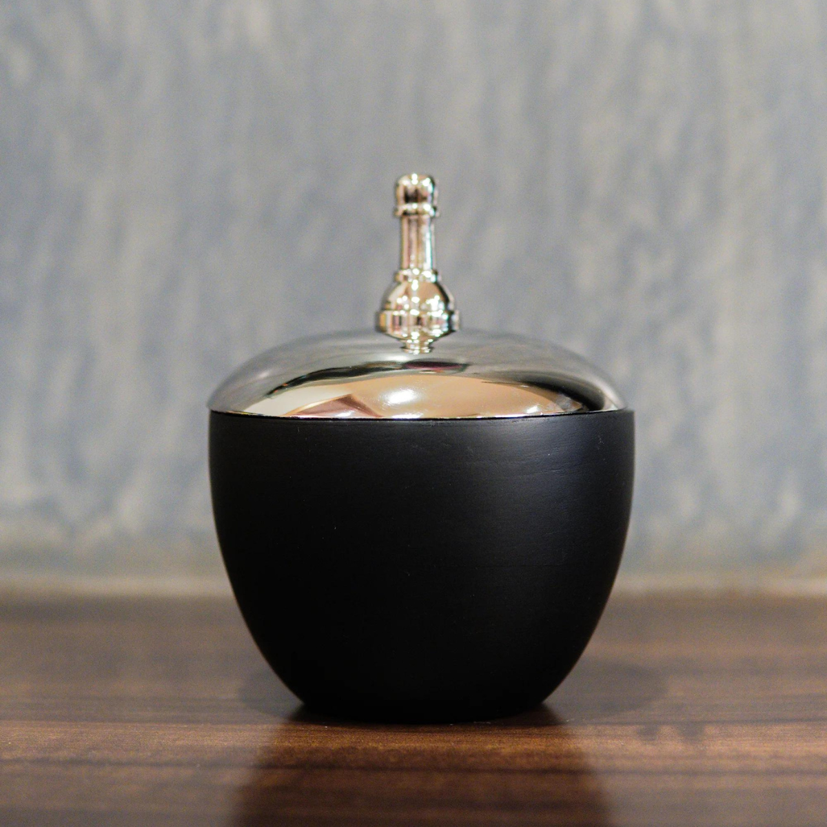 Storage Container with Lid | Brass & Nickel | Black & Silver | 12 cm