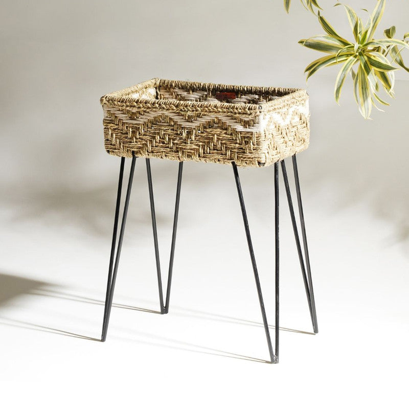 Metal & Cotton Organizer | White & Beige | LxBxH-38x23x56 cm