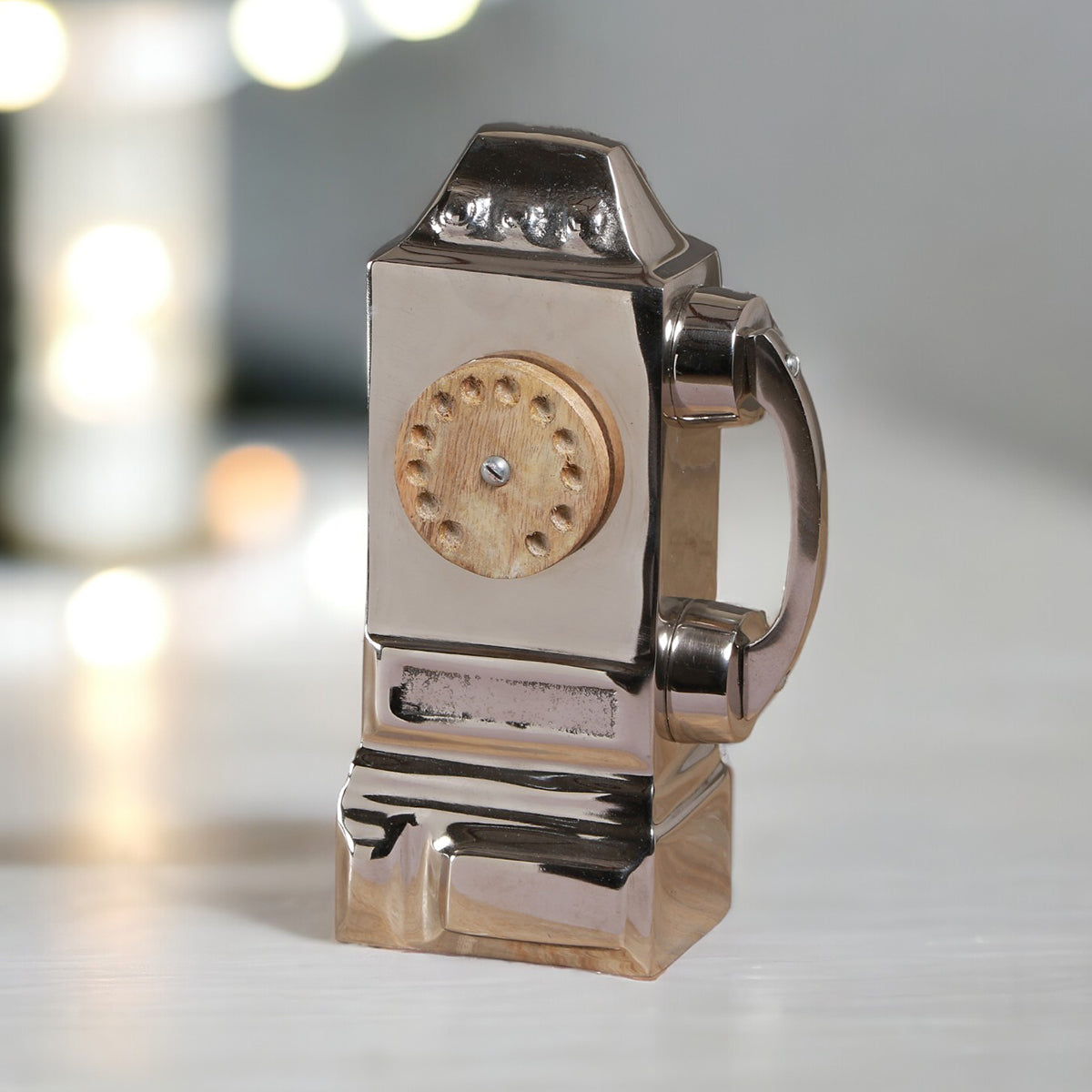 Table Decor Items | Telephone Showpiece | Silver | 26 cm