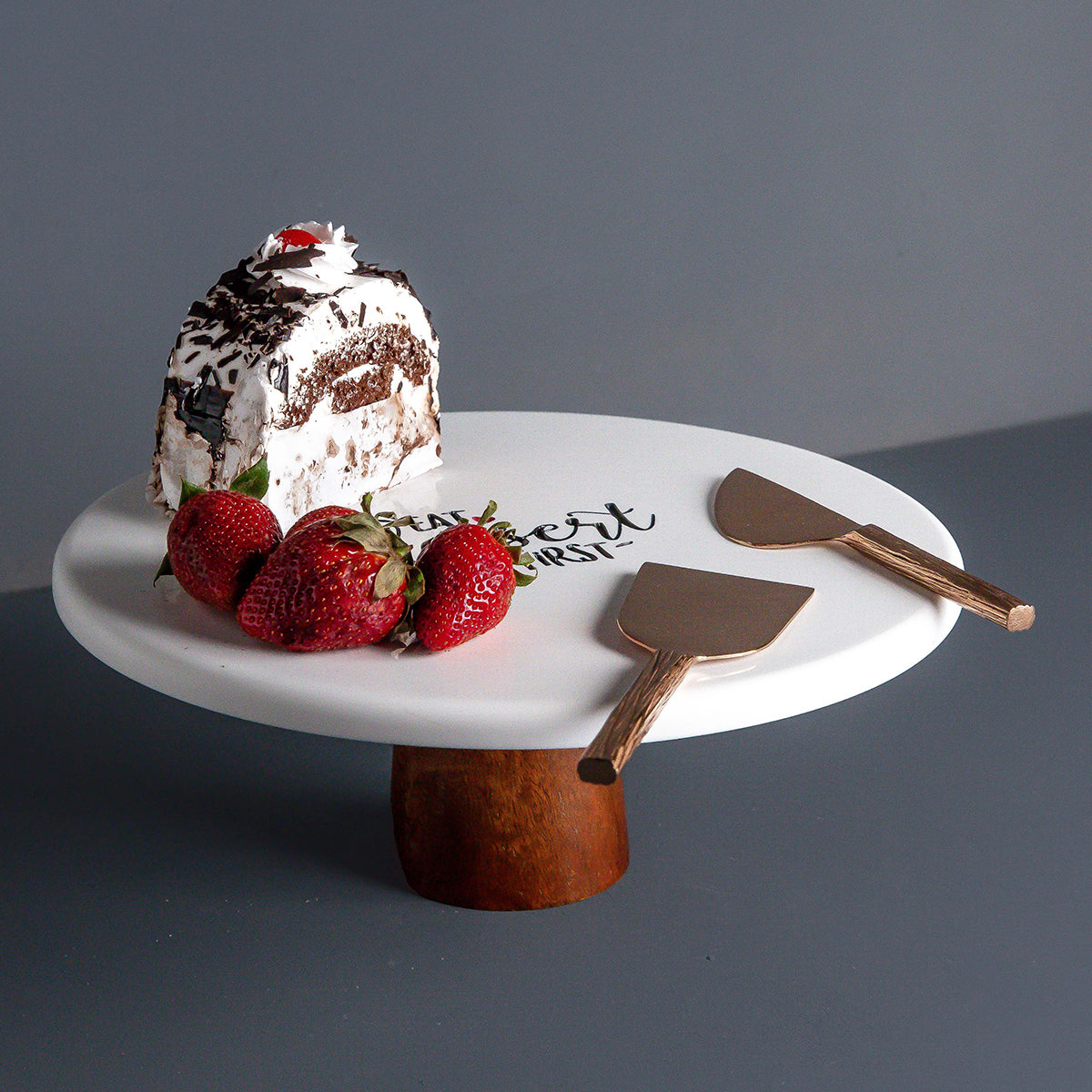 Mango Wood & Marble Cake Stand