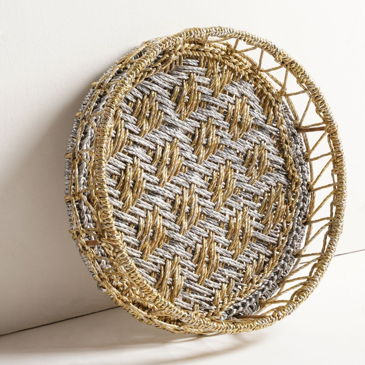 Upcycled Plastic Gifting Tray | Silver & Gold | 13 x 13 x 3 inches