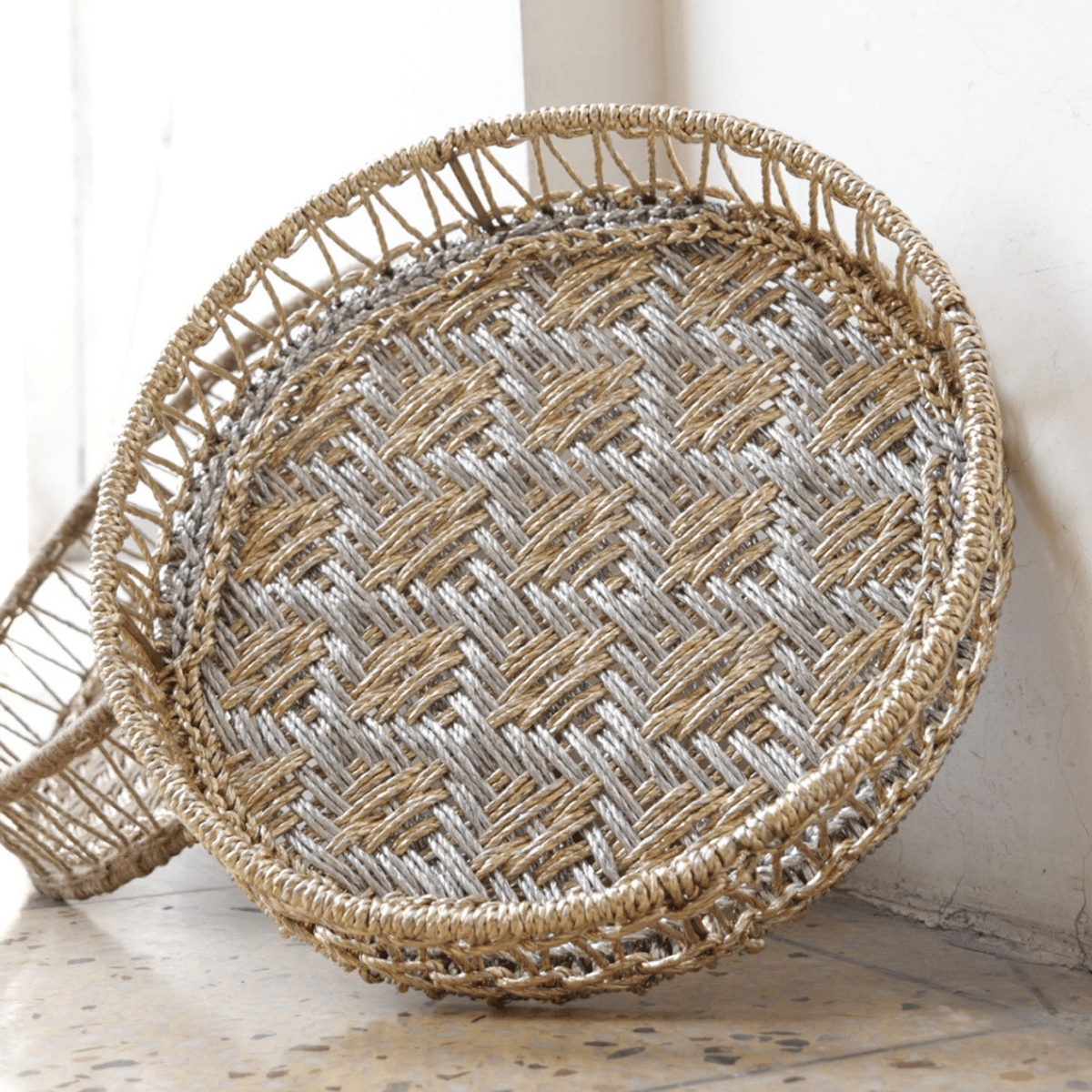 Upcycled Plastic Gifting Tray | Silver & Gold | 15 x 15 x 3 inches