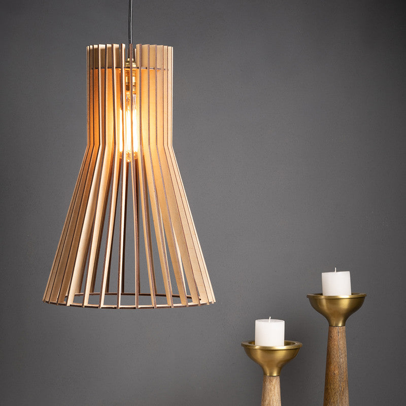 Hanging Lamp | Birch Wood Ceiling Lamp | Ceiling Light | Beige By Think Artly