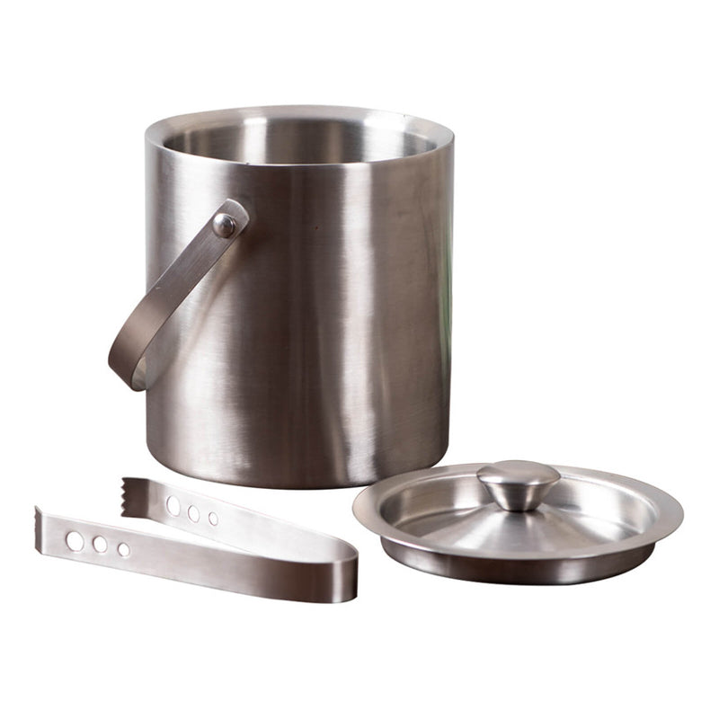 Stainless Steel Ice Bucket with Tong | Silver