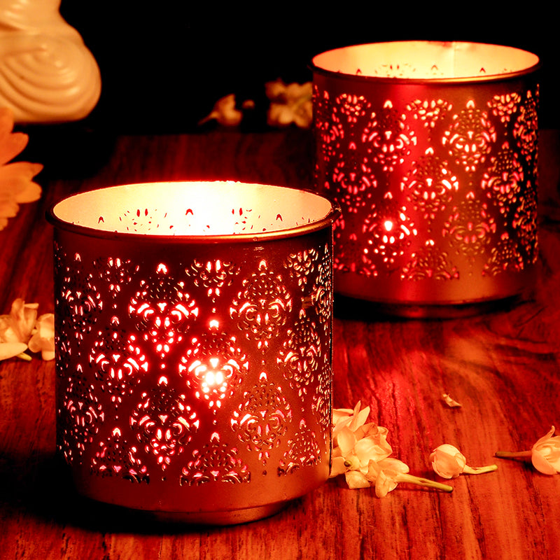 Metal Candle Stand | Votive Tlight Holder | Red | Set of 2