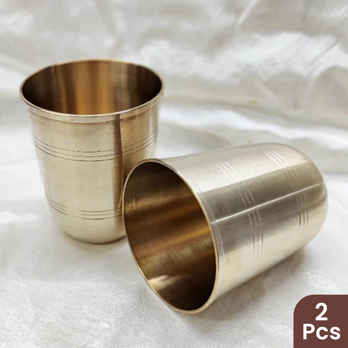 Bronze Utensils | Kansa Glasses | 200 ml | Set of 2 By Kansyam Metalex