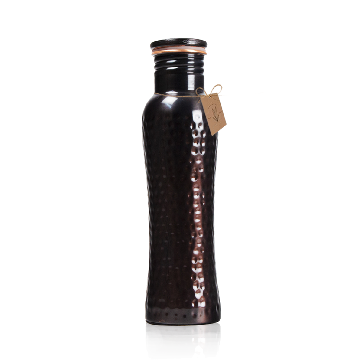 Copper Bottle with Cleaning Brush | Vintage Hammered | Dark Purple | 1 Litre
