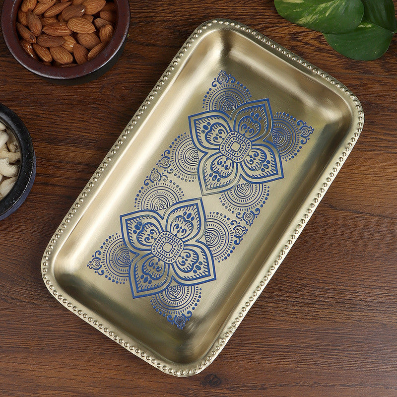 Brass Plate | Rectangular Tray | 9X6X1 Inches By Nakshikathaa