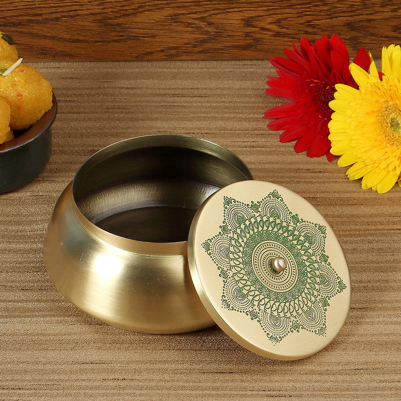 Brass Flat Base Jar | Green