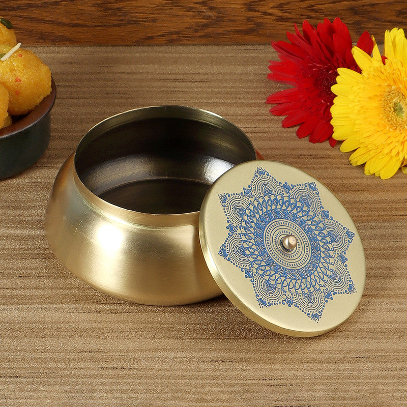 Brass Flat Base Jar | Blue