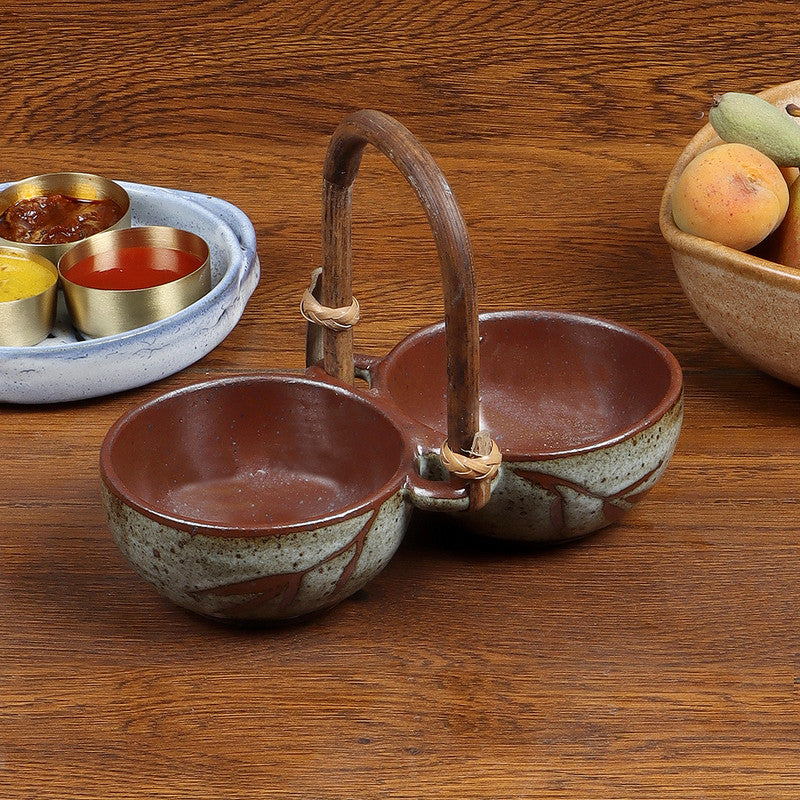 Ceramic Bowl | Round Base | Olive Green By Nakshikathaa