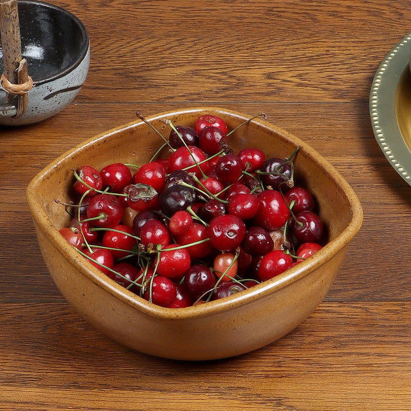 Ceramic Bowl | Square Base | Yellow