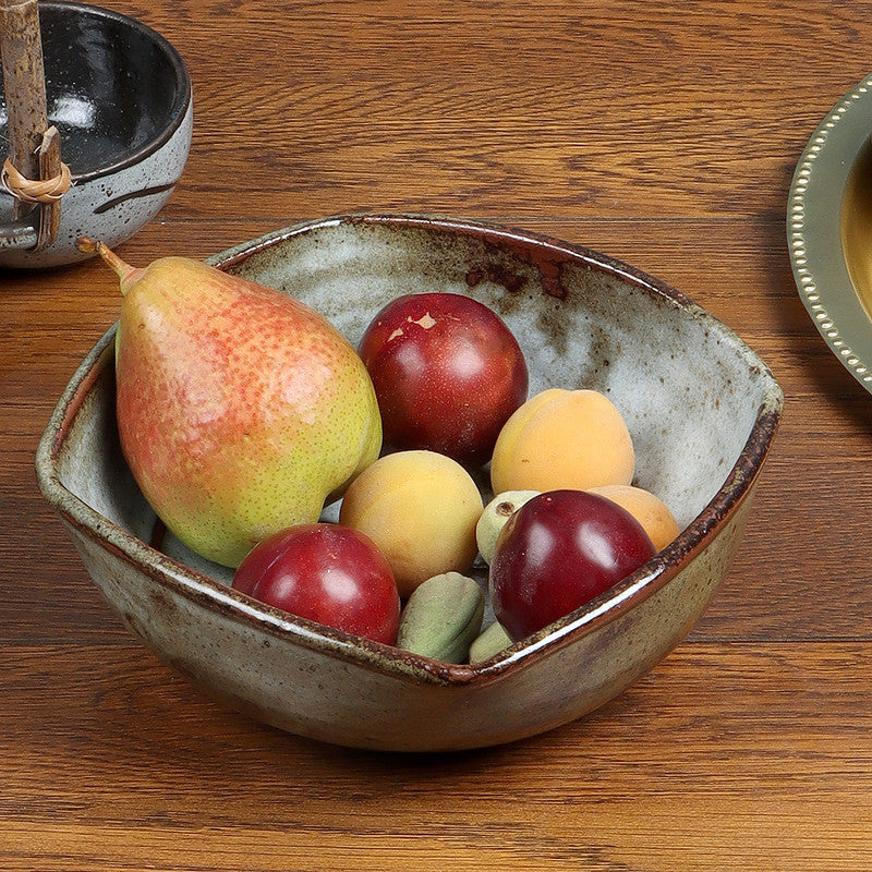 Ceramic Bowl | Square Base | Olive Green