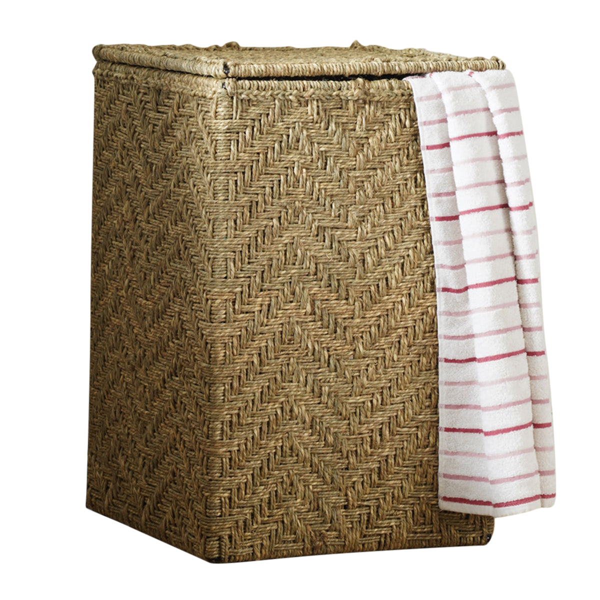 Metal Laundry Basket | Moonj Grass | Brown By Sirohi