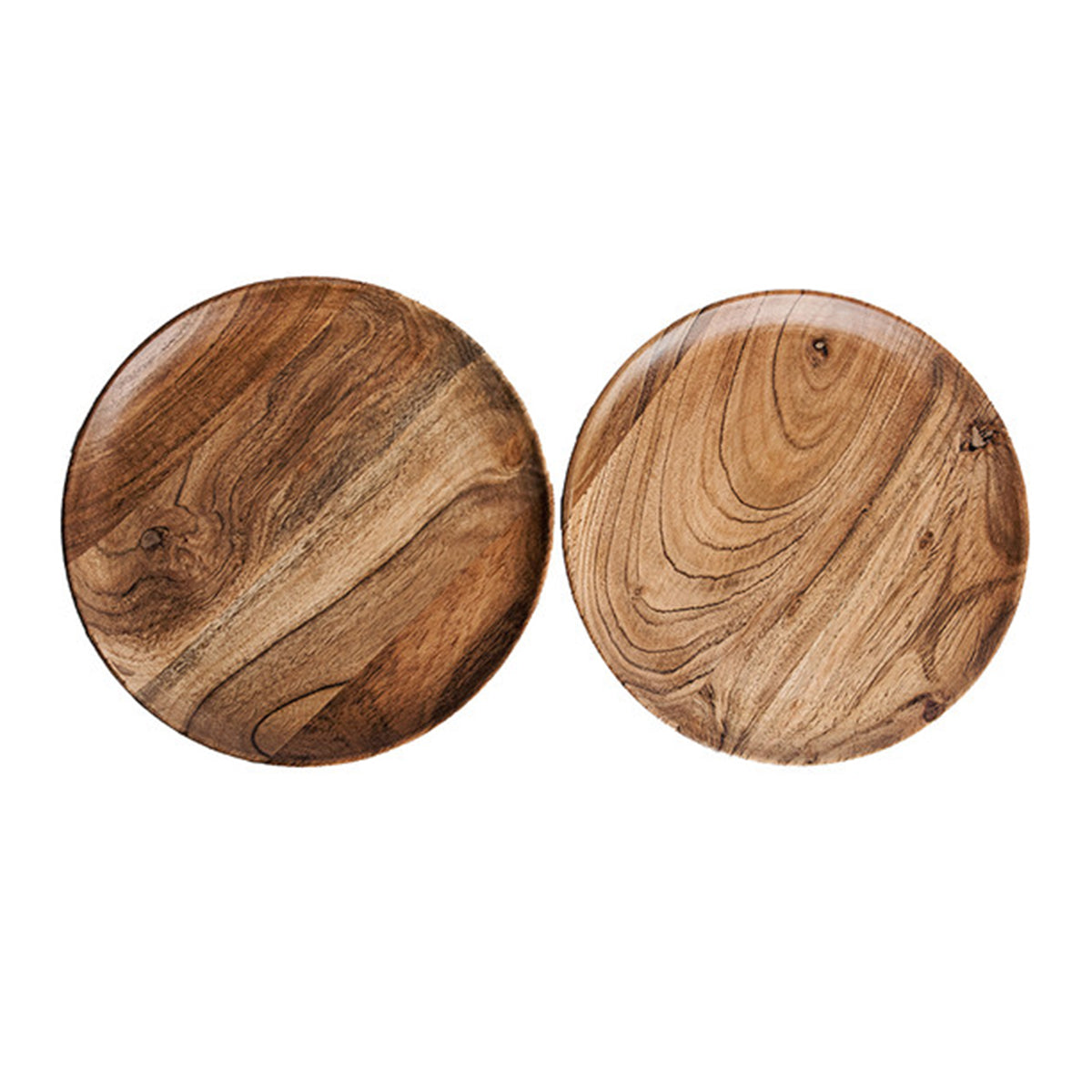 Wooden Plates | Dinner Plates | Acacia Wood | Small | Set of 2 | Dia-8 inch By Think Artly