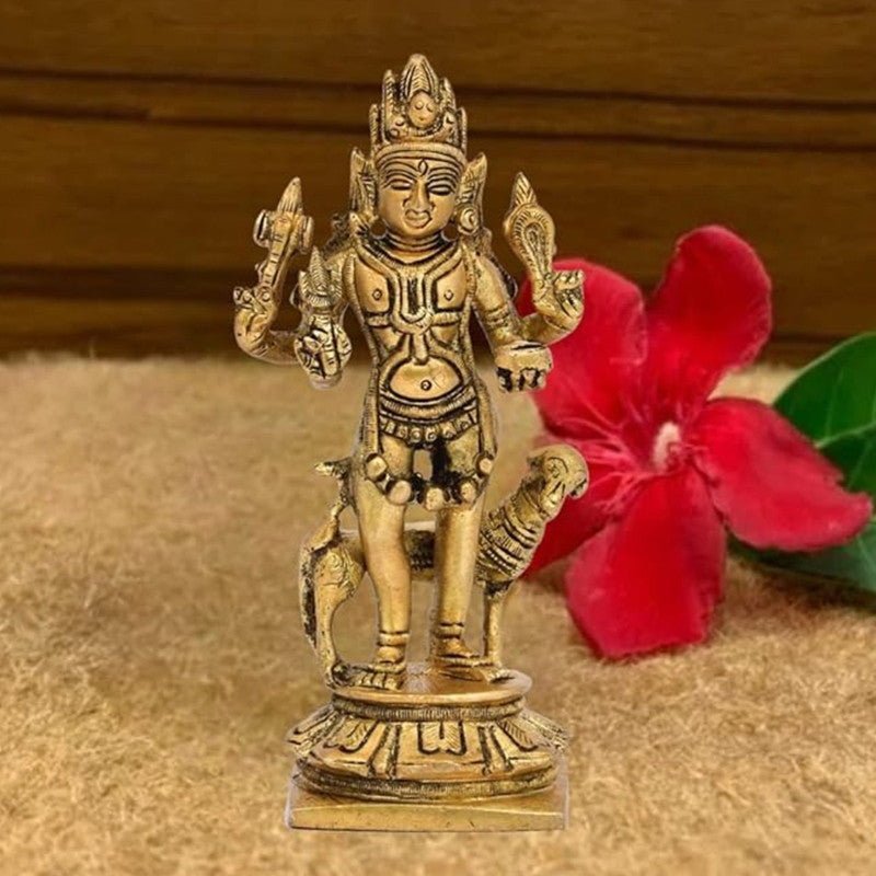 Brass Bhairo Baba With Dog Idol | Gold By The Advitya