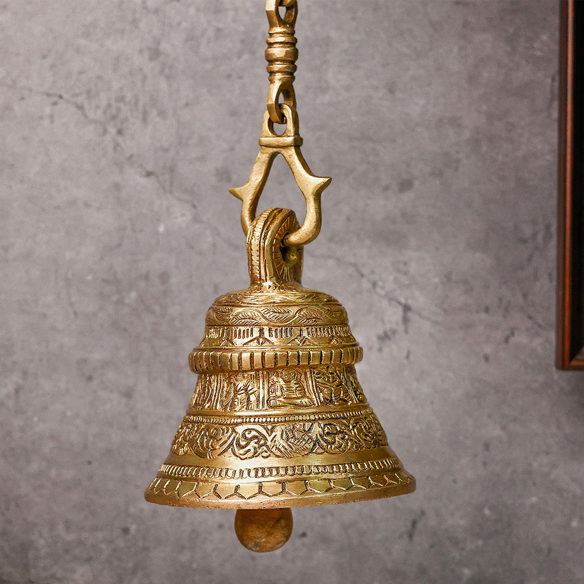 Brass Hanging Bell For Pooja | Gold | 78 cm By The Advitya