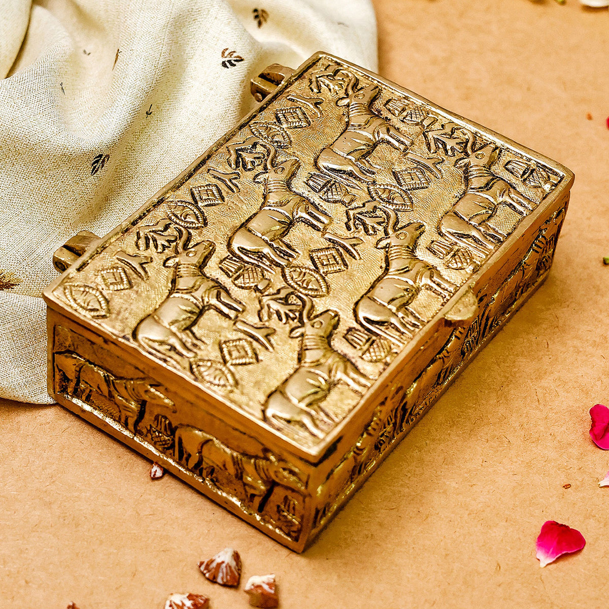 Brass Storage Box | Gold | 12 cm By The Advitya