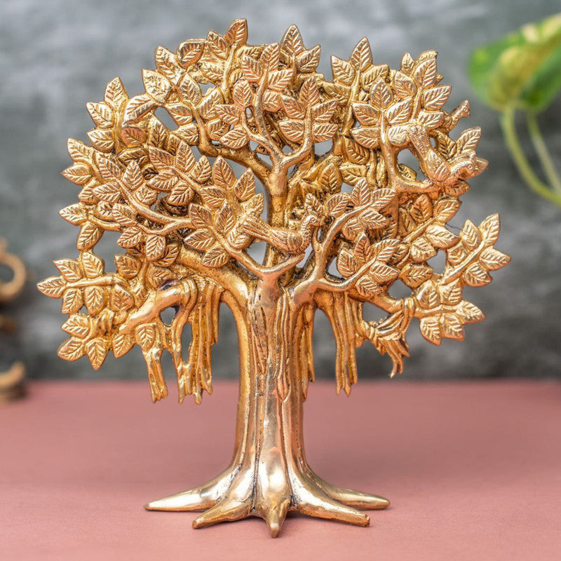 Brass Kalpavriksha Tree | with Two Birds on Branch | Gold By The Advitya