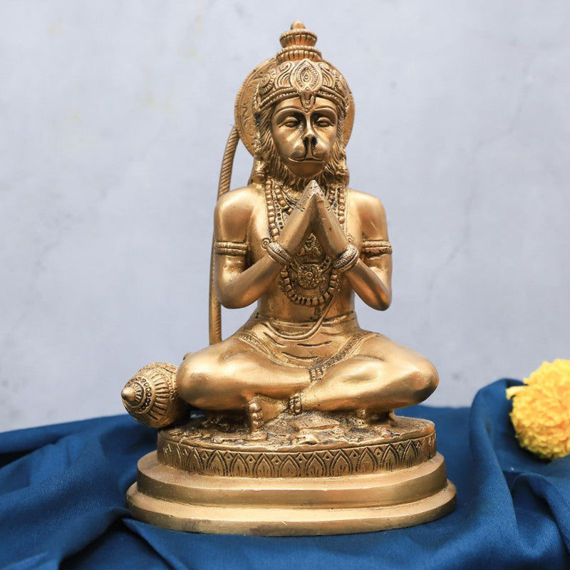 Brass Hanuman Statue | Namaskar Mudra | Gold By The Advitya