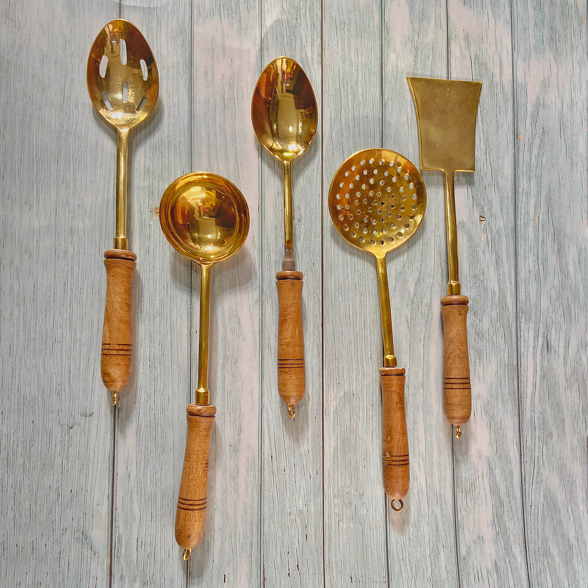 Brass Ladle Set | Gold | 5 Pcs By Abel House