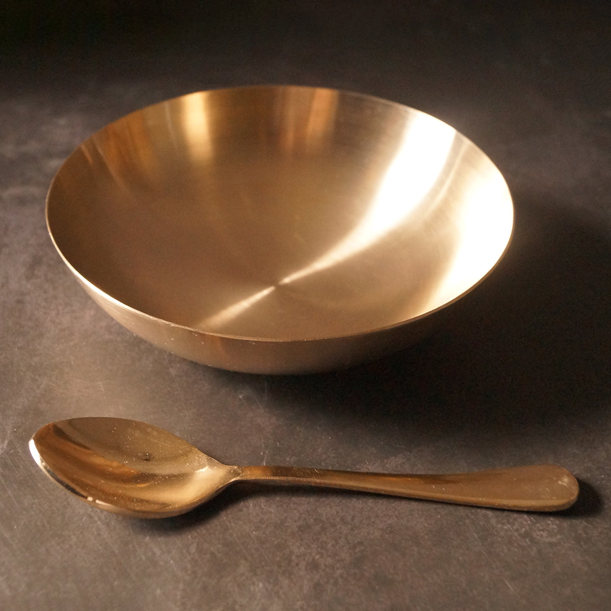 Bronze Bowl with Spoon | Kinnam | 6 inches | Gold By Abel House