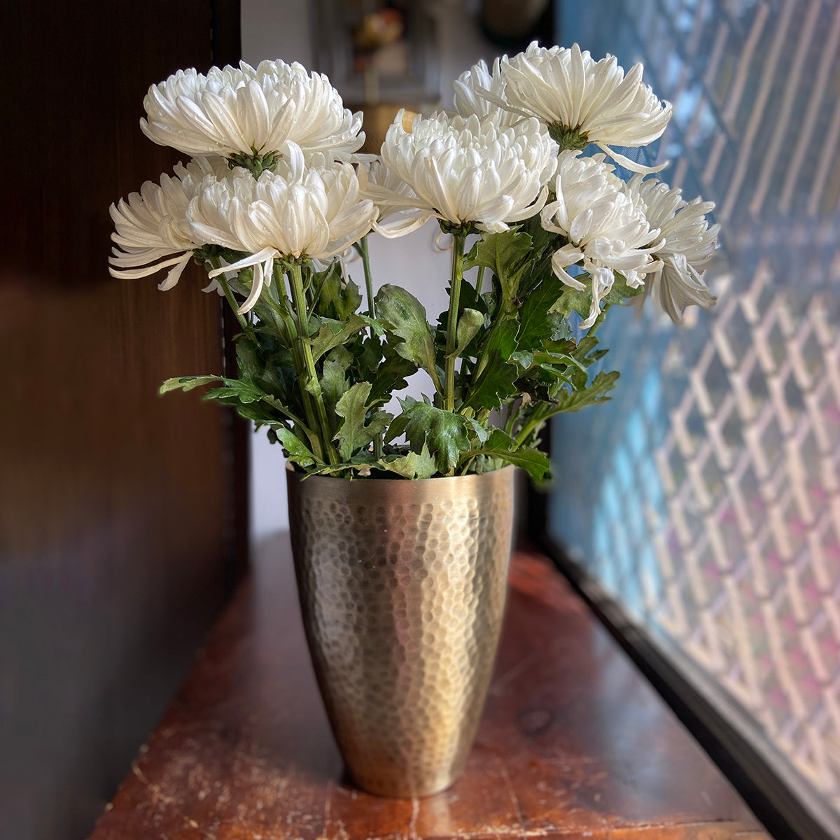 Festive Gifts | Aluminium Flower Vase | Tumbler Shape | Antique Gold Finish By Abel House