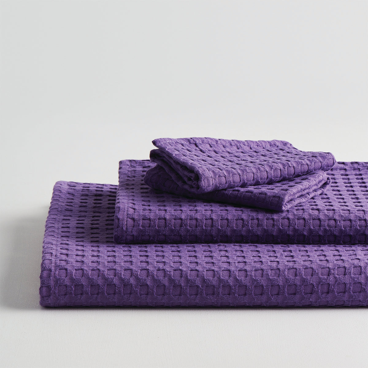 Cotton Towel Set | Waffle Design | Violet | Set of 4 By Oodaii