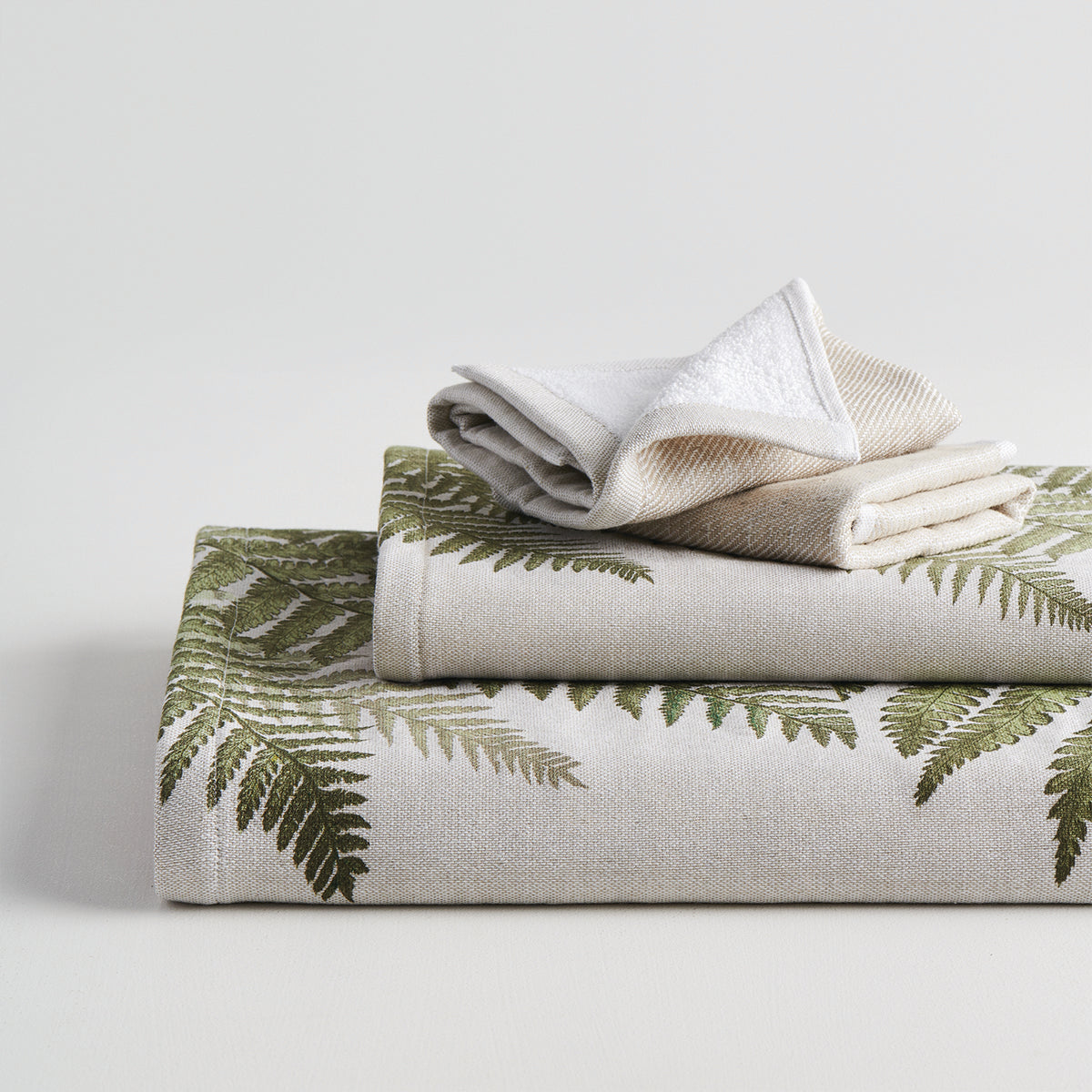 Bamboo Cotton Towel Set | Terry Cloth | Fern Green | Set of 4 By Oodaii