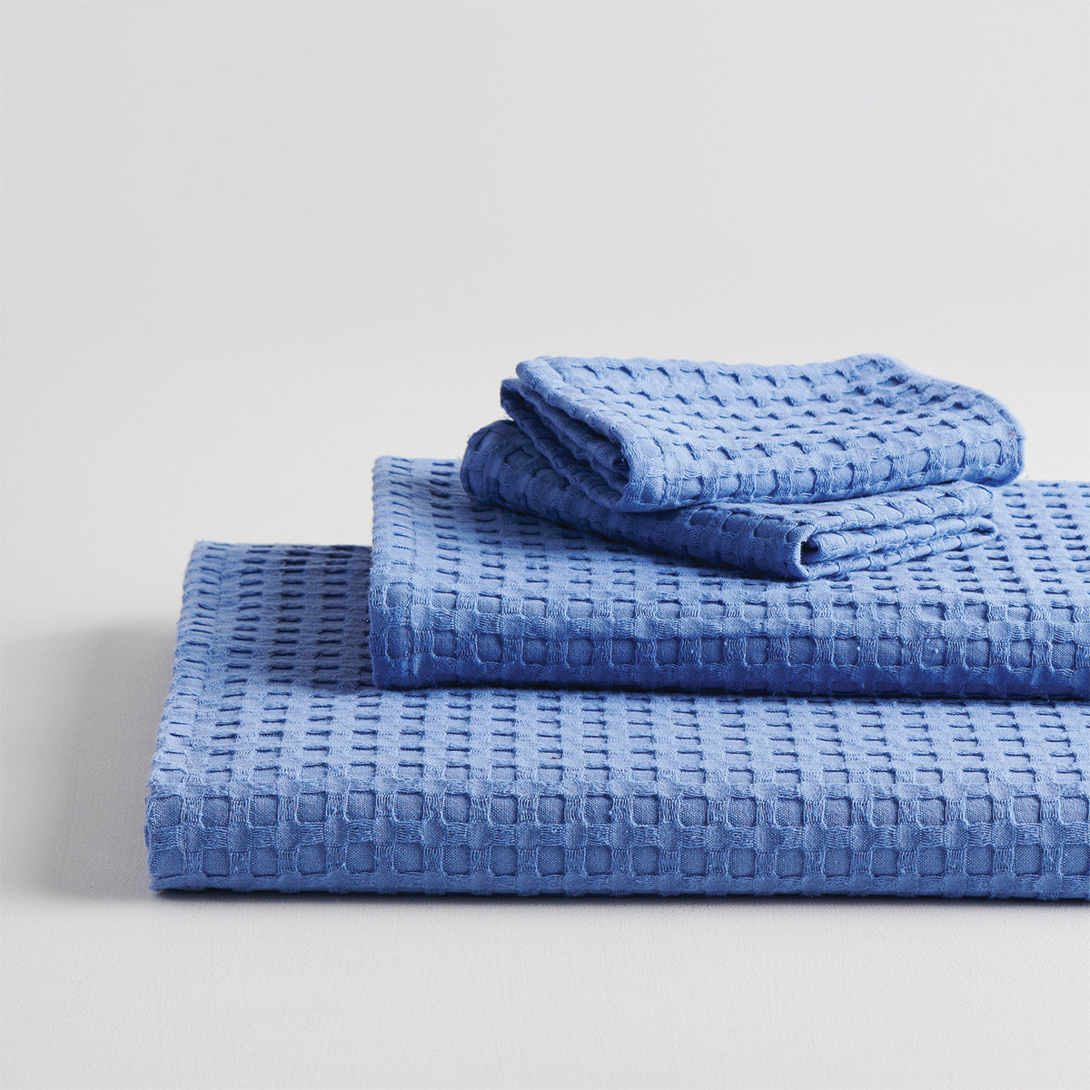 Cotton Towel Set | Waffle Design | Cobalt Blue | Soft-Absorbent | Set of 4 By Oodaii