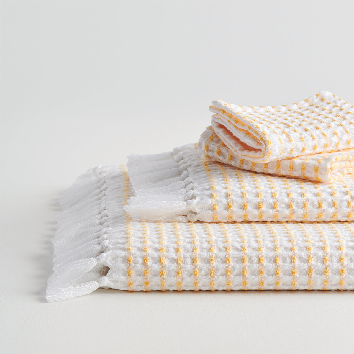Cotton Towel Set | Waffle Design | Melon White | Set of 4 By Oodaii