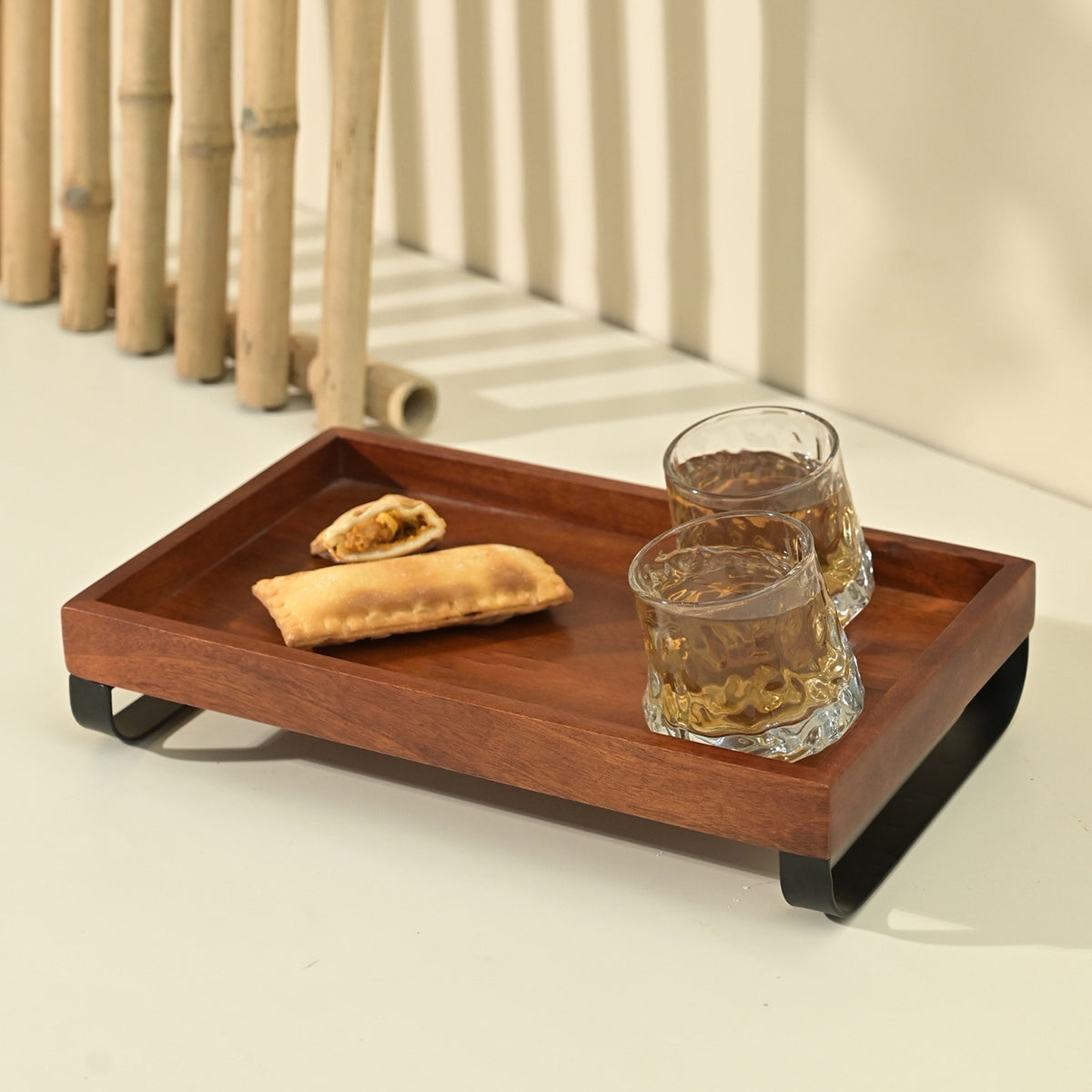 Wooden Serving Tray | Rectangle Shape | Brown | 33 cm