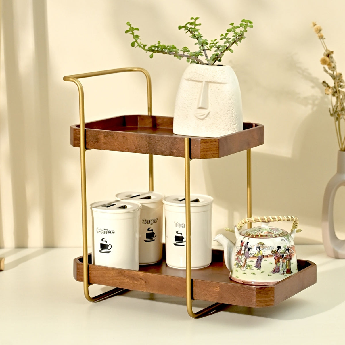 Wooden Bar Shelf | Organiser | Brown | 46 cm By Brick Brown