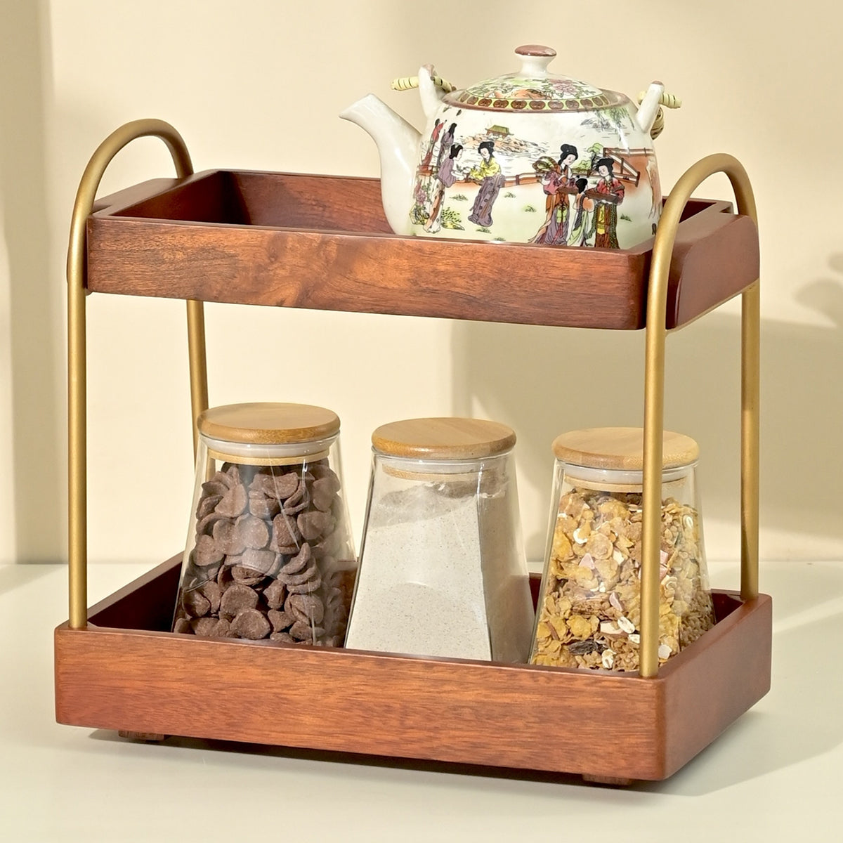 Wooden Kitchen Shelf Rack | Storage Organiser | Brown | 33 cm By Brick Brown