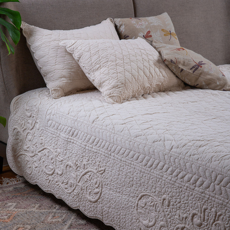 Cotton Bedspread With Pillow Covers | King | Natural | Set of 3