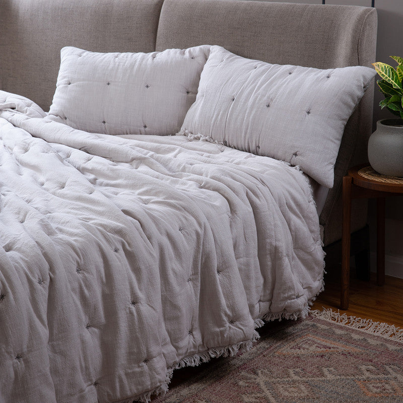Cotton Bedspread With Pillow Covers | King Size | Grey