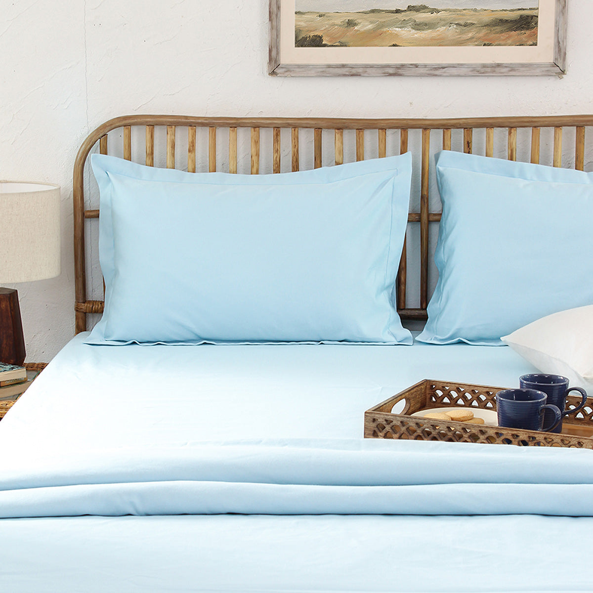 Cotton Bed Sheet Set | Solid Design | Blue