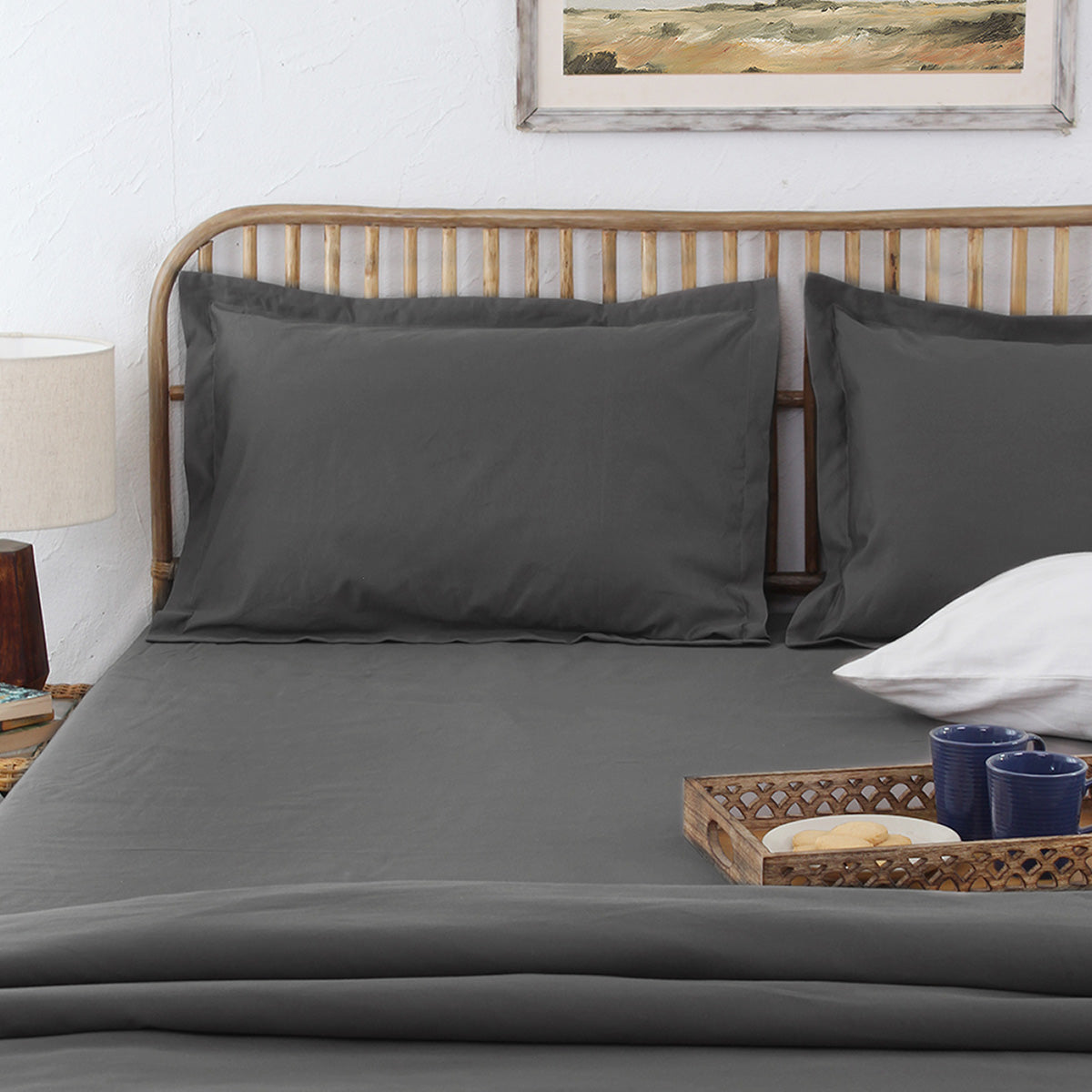 Cotton Bedsheet Set | Solid Design | Grey By House This